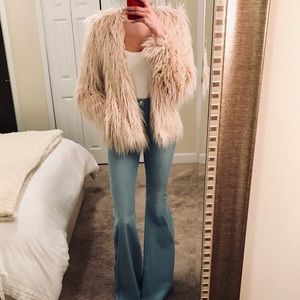 Blush Shag Faux Fur Coat Size Small